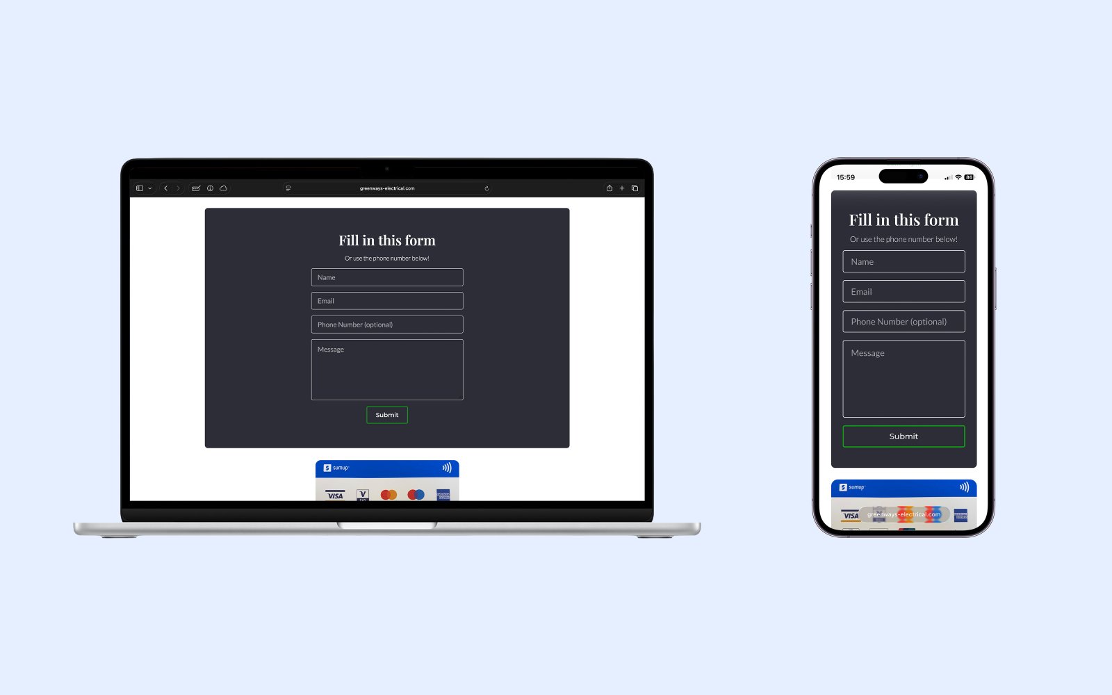 Low-friction enquiry form that works on mobile screenshot from the Greenways Electrical brought in 630 engaged local visitors looking for trusted electricians in Llanelli case study