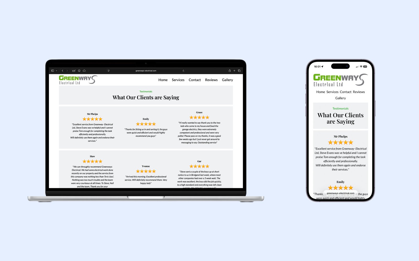 Reviews showcased to do the convincing screenshot from the Greenways Electrical brought in 630 engaged local visitors looking for trusted electricians in Llanelli case study