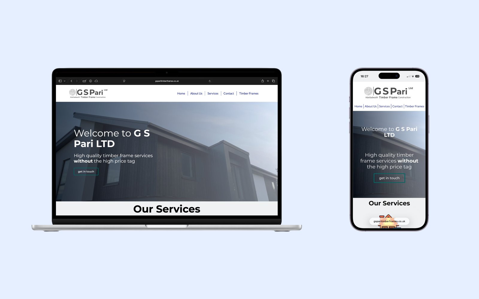 Case study screenshot for G S Pari LTD brought in 487 engaged visitors for timber frame new builds and extensions in Gwynedd