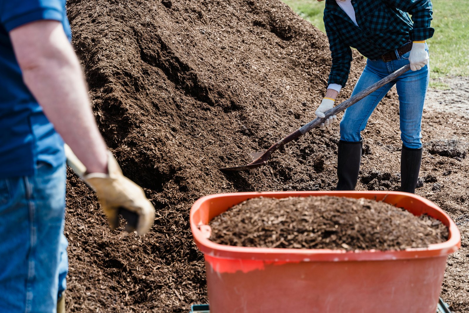 Landscaper working in a garden