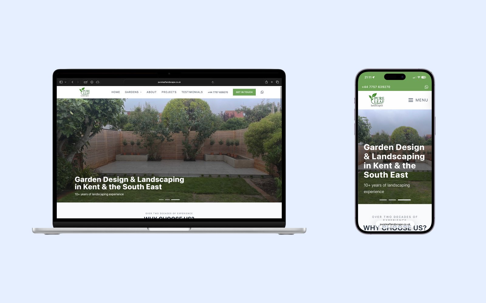 Homepage hero section example for Landscaper by MyTrady