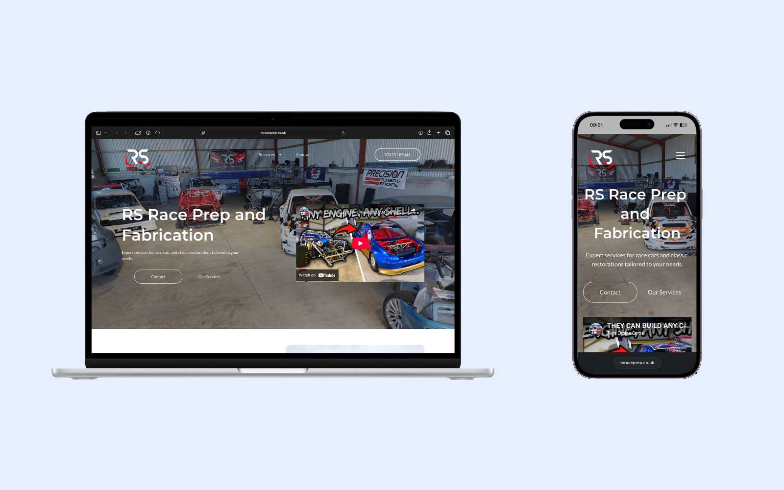 Homepage hero section example for Mechanic by MyTrady
