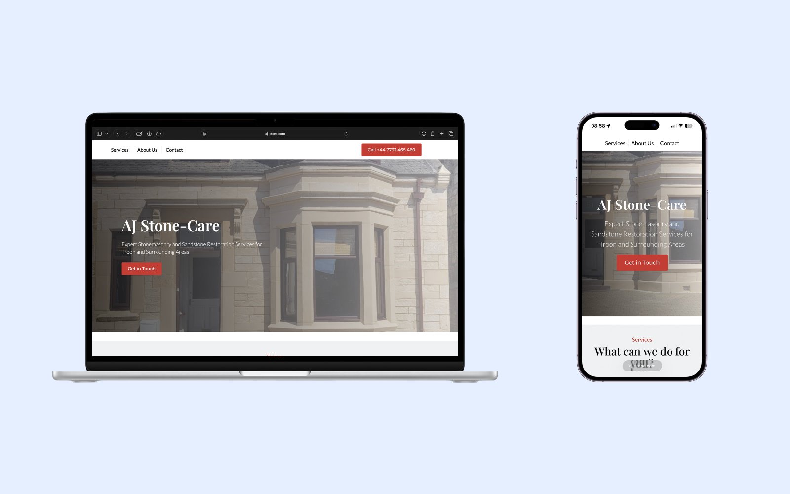 Homepage hero section example for Stone Mason by MyTrady